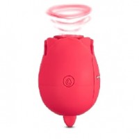 RoseBud 10 Function w/ Vibrating Tongue Clitoral Sucking Vibrator Rechargeable RED